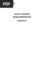 Capital Expenses Management (Cem) Experience