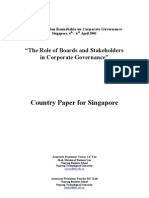 Country Paper For Singapore: "The Role of Boards and Stakeholders in Corporate Governance"