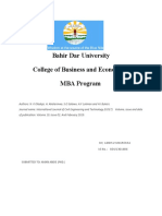 Bahir Dar University College of Business and Economics, MBA Program