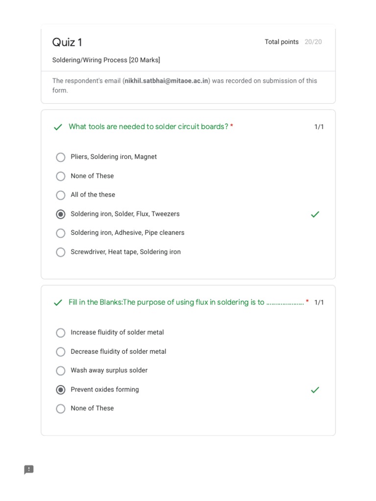 Quiz 1hardware PDF Soldering Electrical Connector