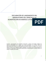 Declaración de lanzamiento del Observatorio del Derecho a la Alimentación en América Latina y el Caribe 