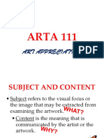 ARTA 111 Subject and Content