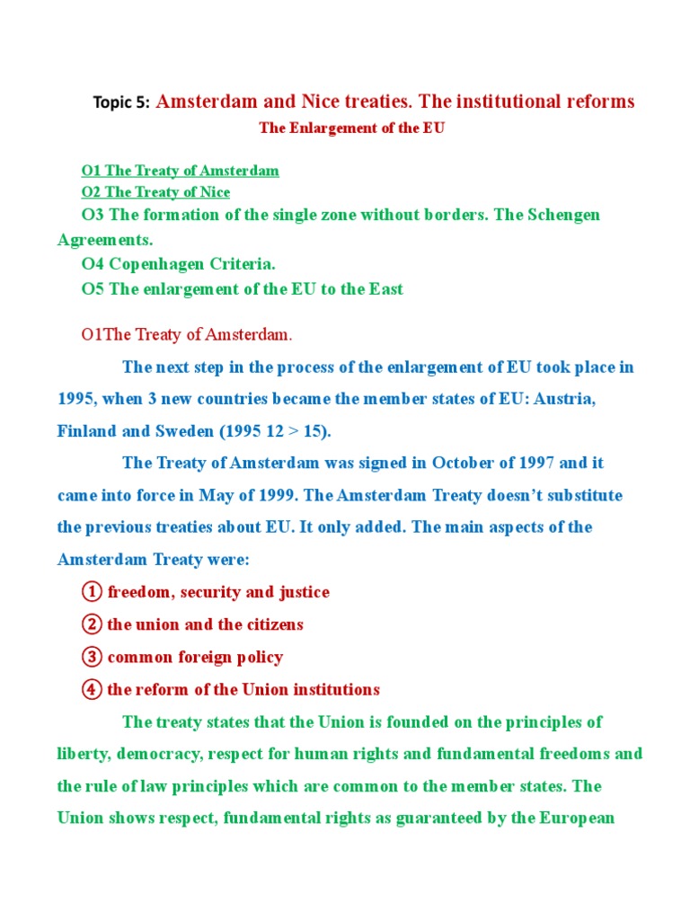 Amsterdam Treaty Overview 1997 | PDF | European Union | European Commission