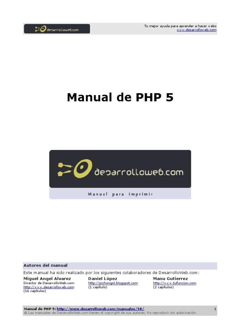 Manual PHP 5 | PDF | Objeto (informática) | Programación orientada a ...