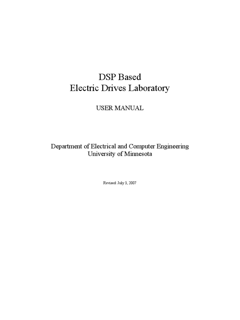 DSP Based Electric Drives Laboratory User Manual PDF Power