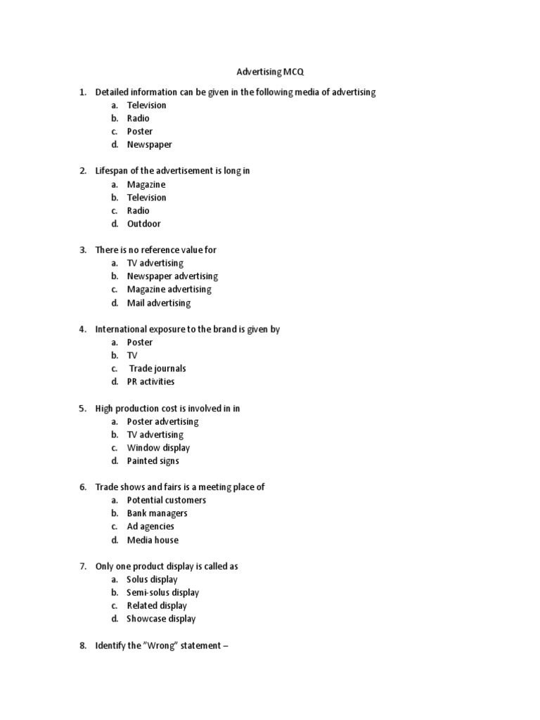 Advertising MCQ 1 PDF