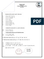 Home Work Sheet #1 Partial Derivatives