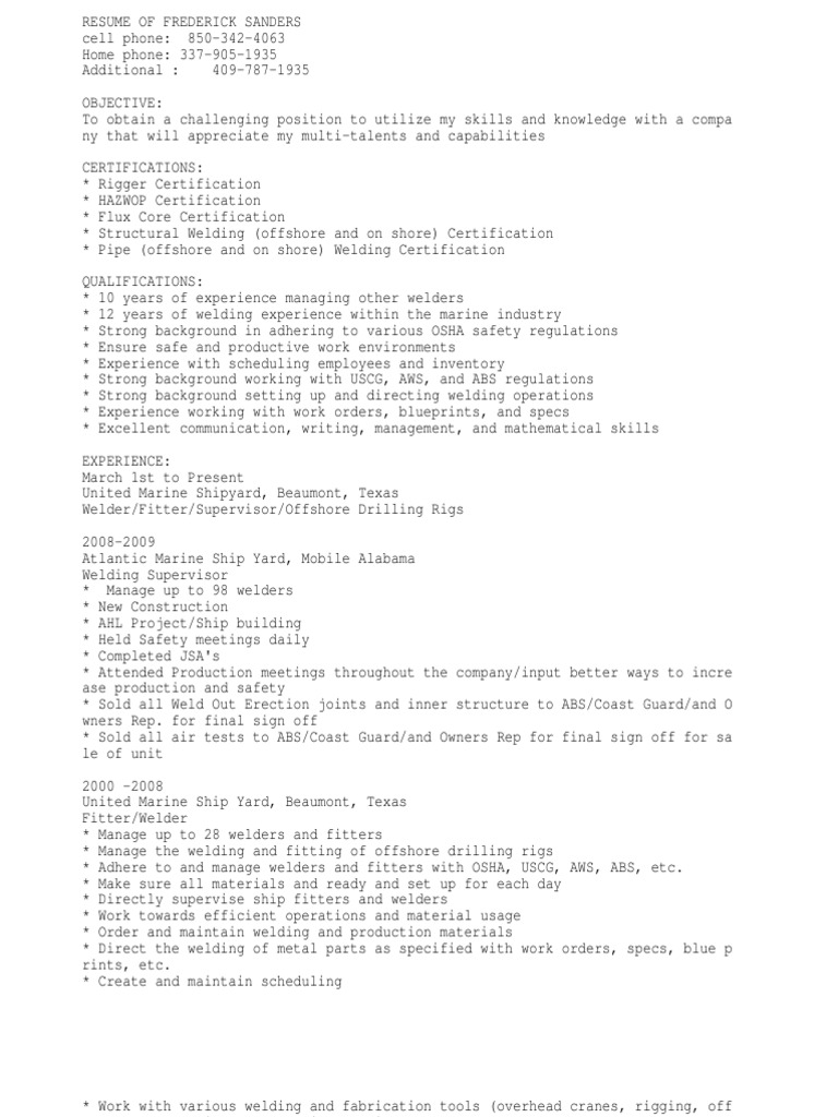 Welding Supervisor or Shipbuilding Supervisor or Welder Shipyard