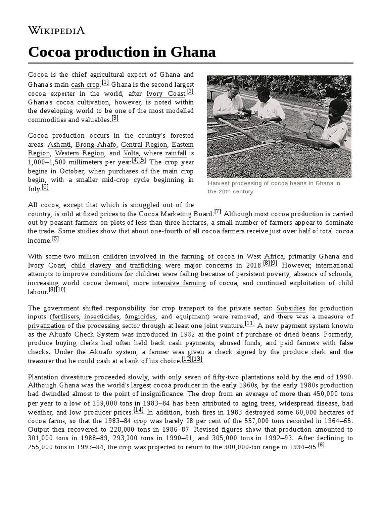 Cocoa Production in Ghana PDF Cocoa Bean Economies