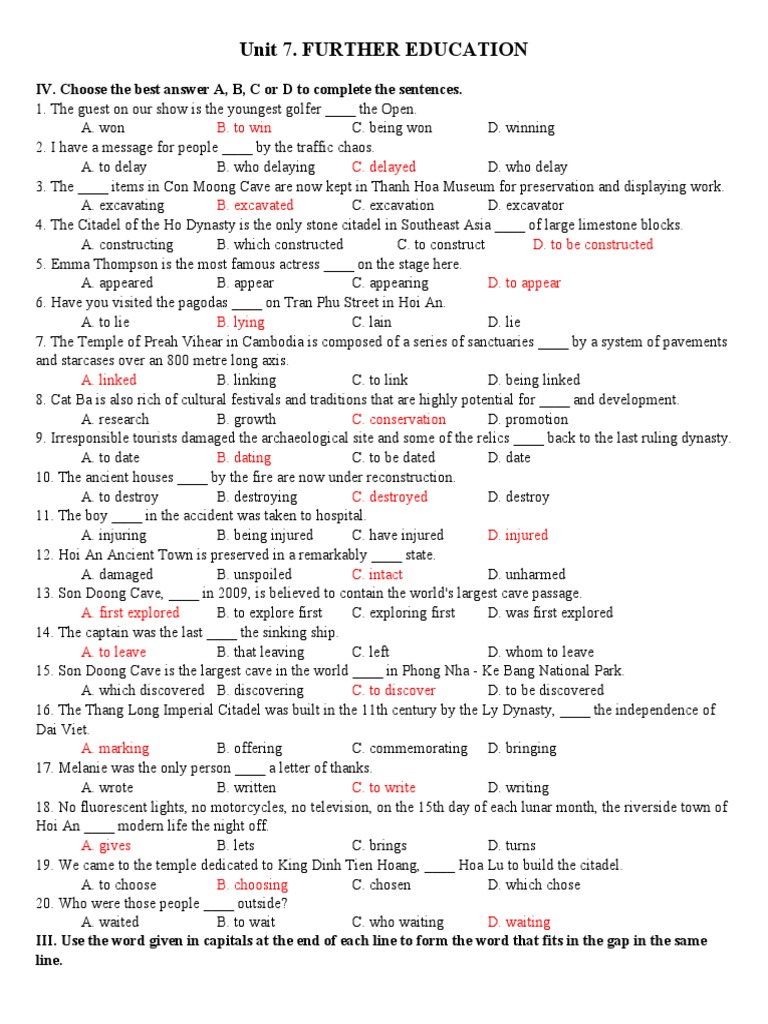 Unit 8 ANSWER | PDF
