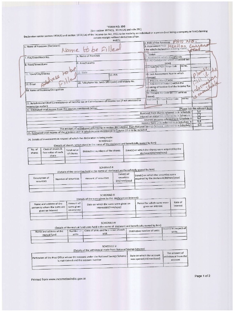 Sample Filled Form - 15G | PDF