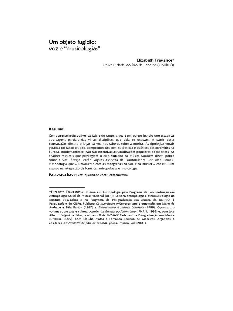 Travassos - Um Objeto Fugidio | PDF | Teaching Methods & Materials ...