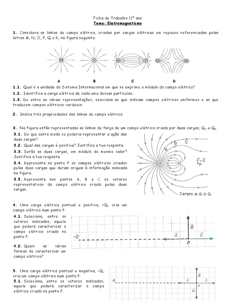Eletromagnetismo: Questões e Exercícios | PDF | Campo elétrico | Carga ...