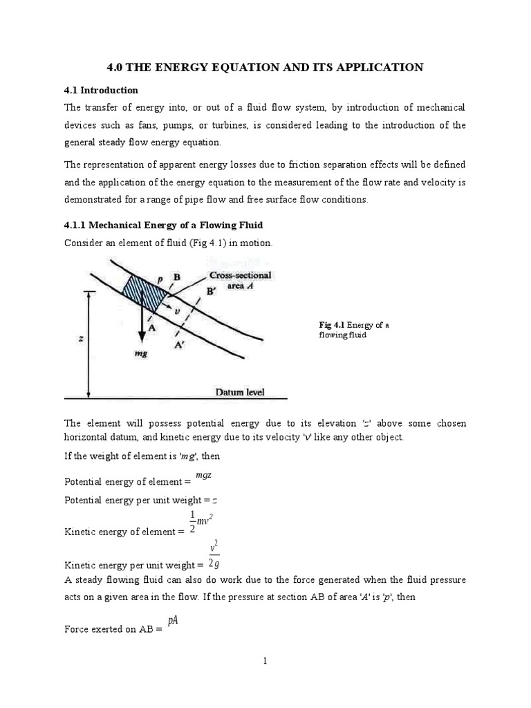 Energy Dynamics in Fluid Mechanics | PDF | Flow Measurement | Fluid ...