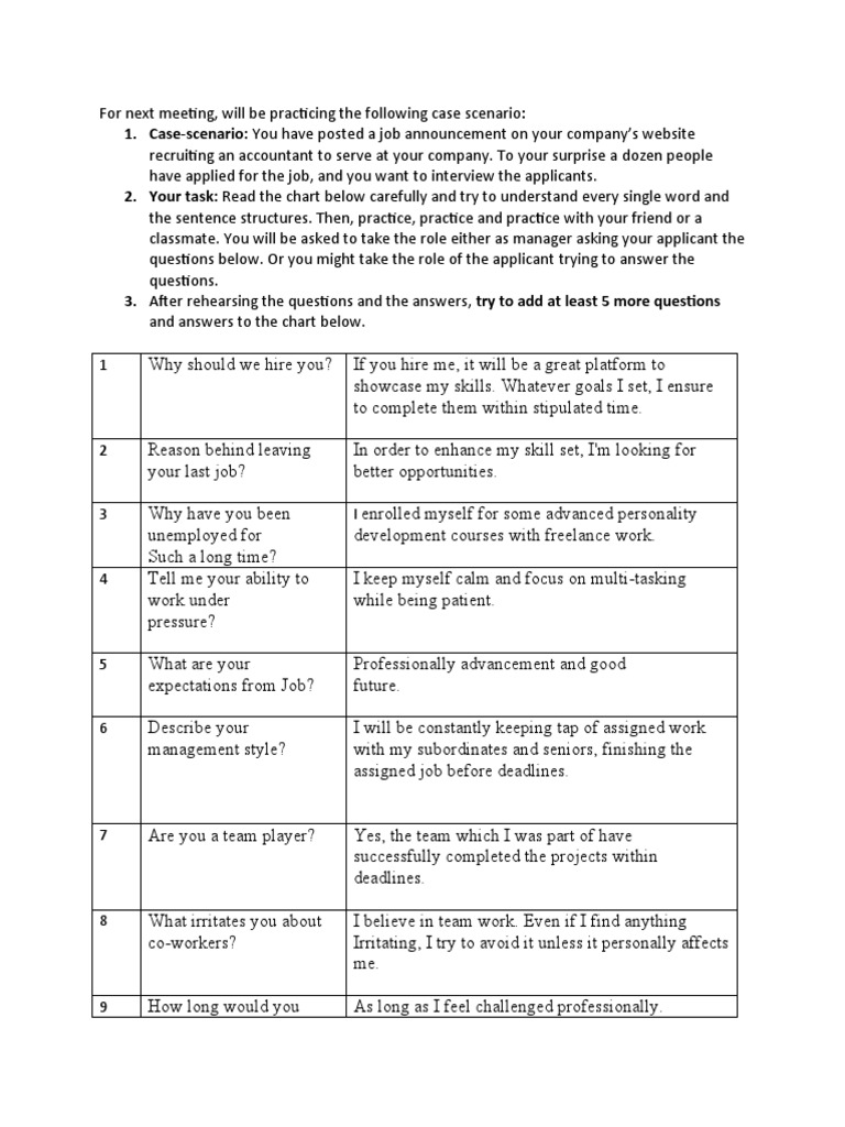Job Interview Q&A, Birhat Jamal | PDF | Job Interview | Cognitive Science
