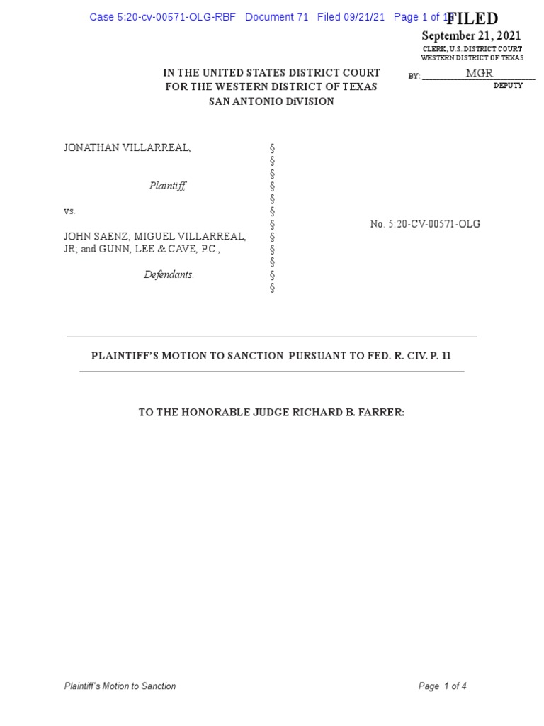 Plaintiff s motion to sanction pursuant to fed r civ p 11 pdf