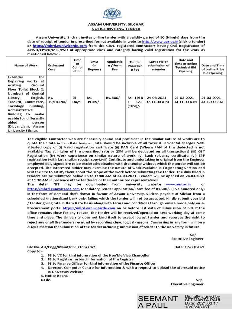 01 Tender Document PDF Specification (Technical Standard) Arbitration