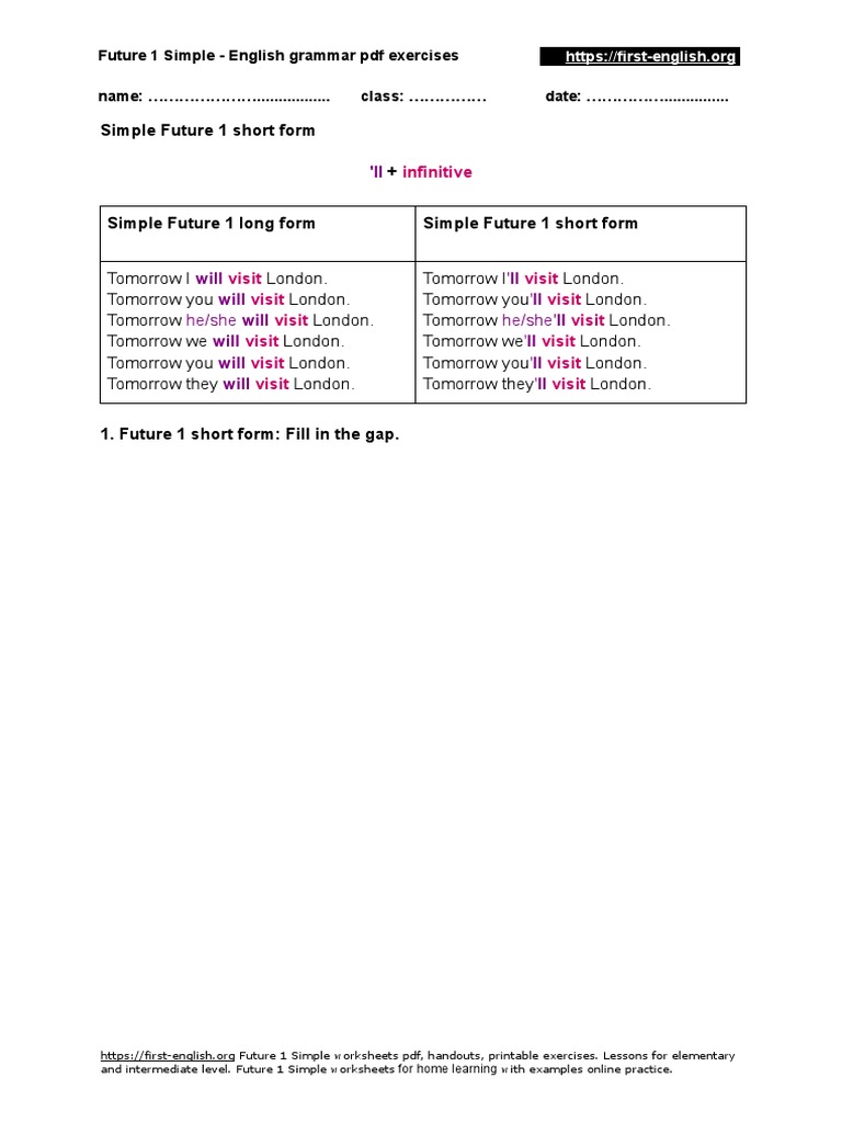 Future I 05 Short Form PDF Exercises | PDF | Career & Growth | Language ...