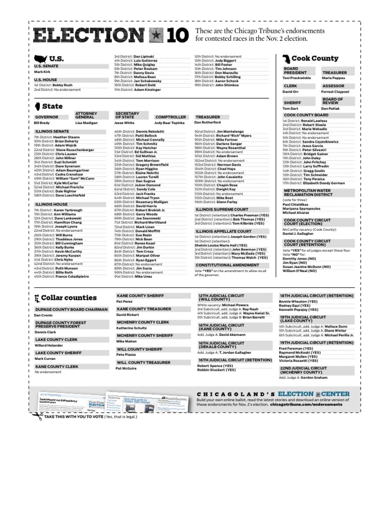 U.S. Cook County These Are The Chicago Tribune's Endorsements For