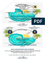 Certificate of Appreciation: Barangay Council of Mataas