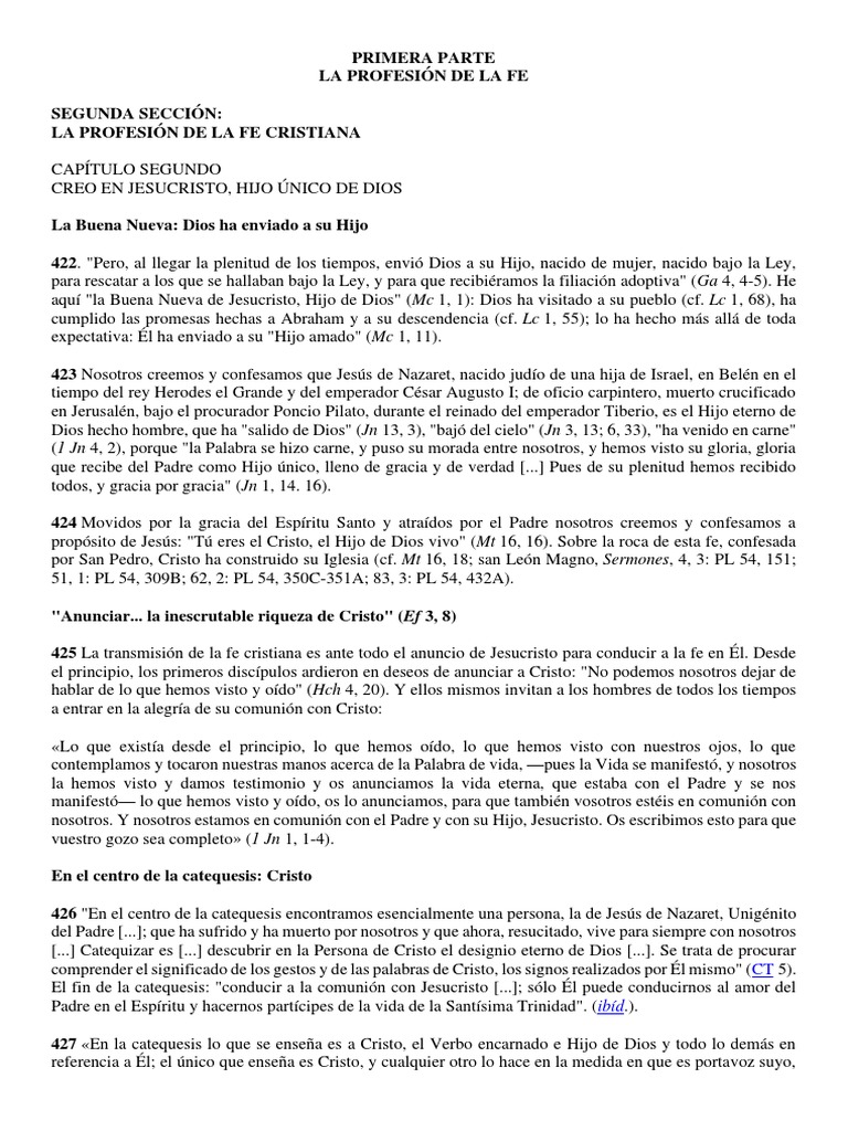 Catecismo de La Iglesia Catolica N°422 Al 455 | PDF | Jesús | Mesías