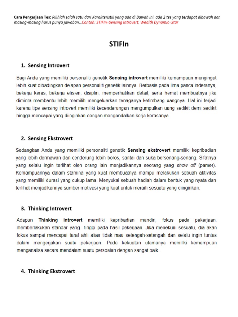 Tes Stifin & WD | PDF