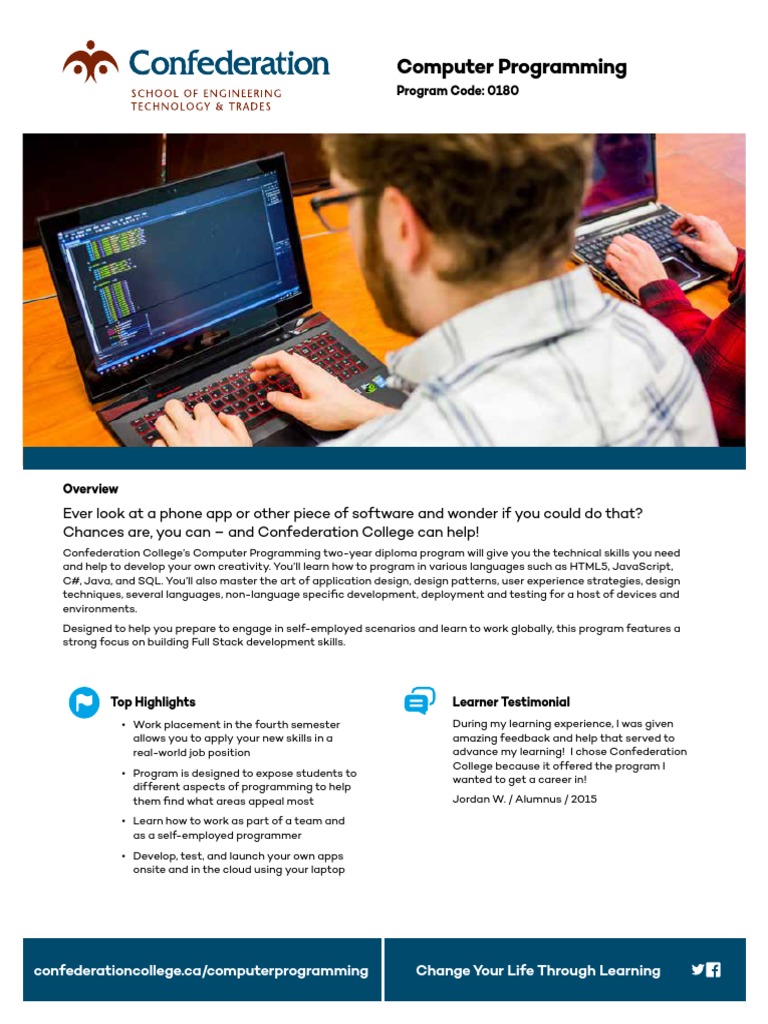 Confederation College Computer Programming 2021 22 Web | PDF | Web ...