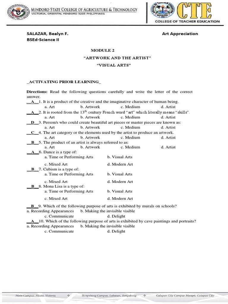 Visual Arts: Artwork and Artist Module | PDF | Paintings | Modern Art