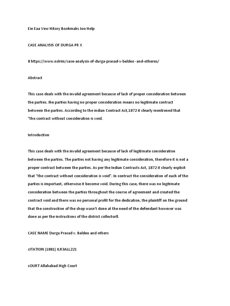 Durga Prasad Vs Baldeo PDF Business Law Lawsuit
