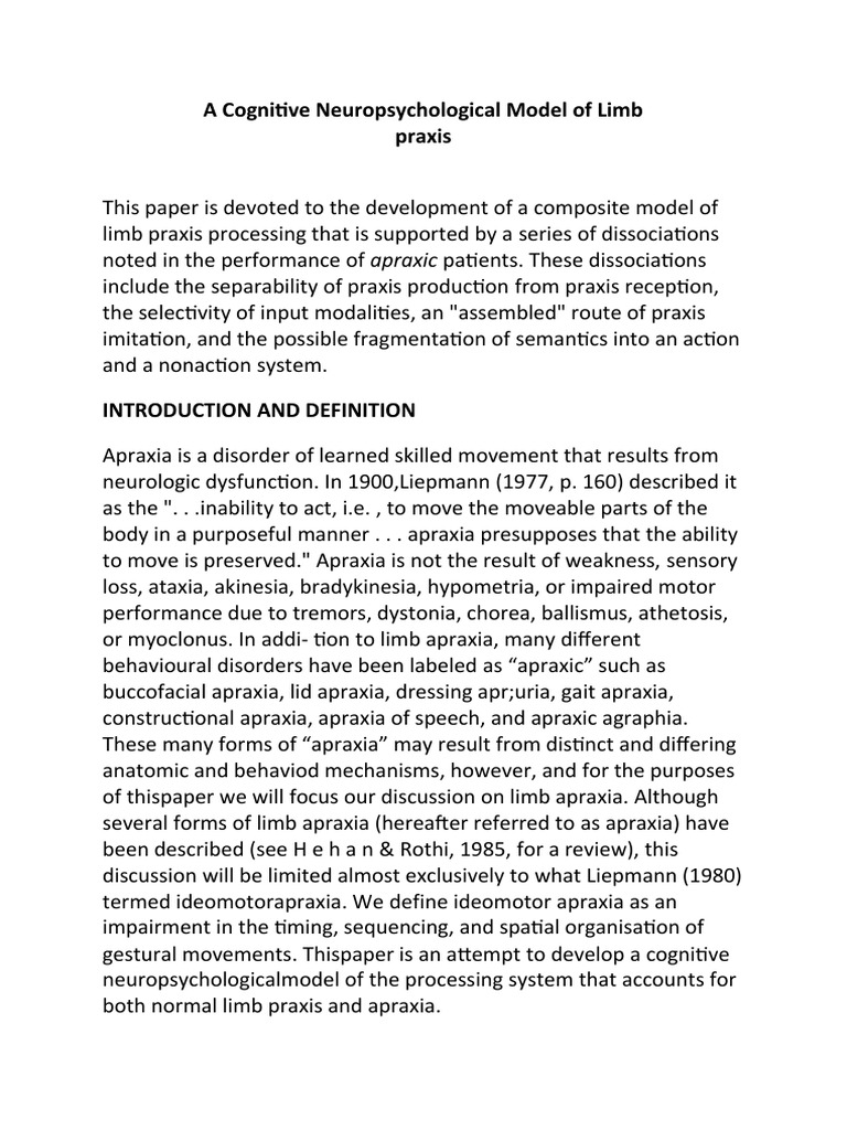 A Cognitive Neuropsychological Model of Limb | Descargar gratis PDF ...