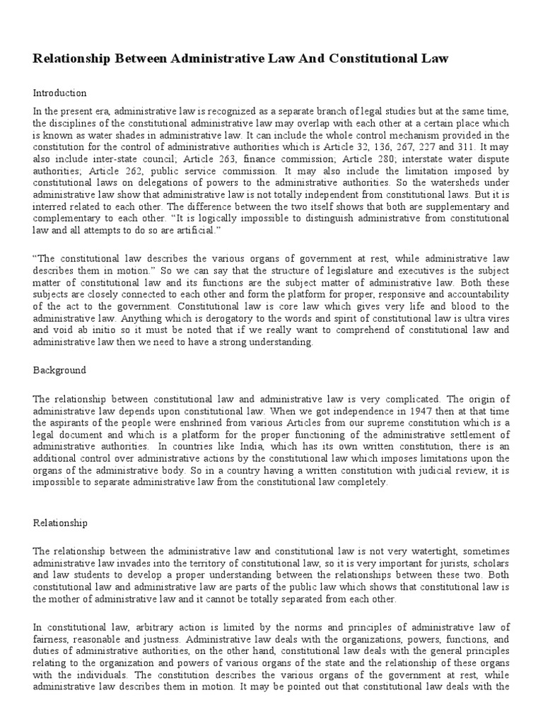 Relationship Between Administrative Law And Constitutional Law PDF 