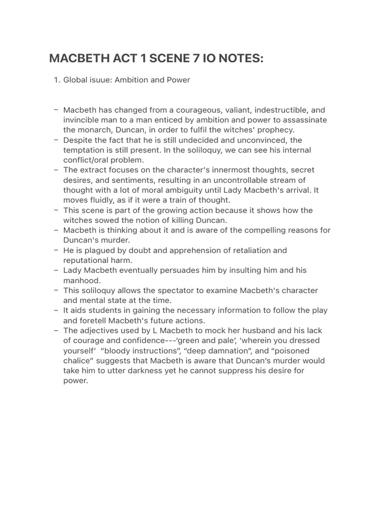 Macbeth Act 1 Scene 7 Analysis | PDF | Mystery, Thriller & Crime ...