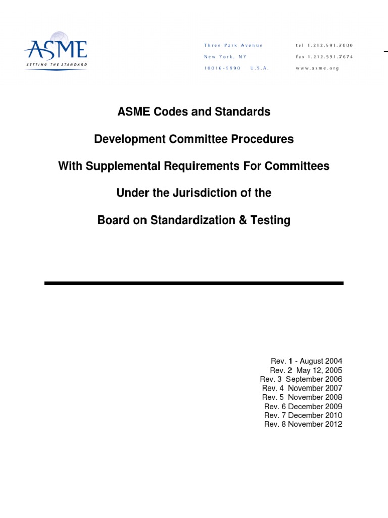 ASME Codes and Standards Development Committee Procedures With