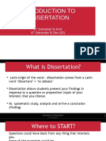 Introduction To Dissertation: 8 Semester B.Arch 6 Semester B.Des (ID)