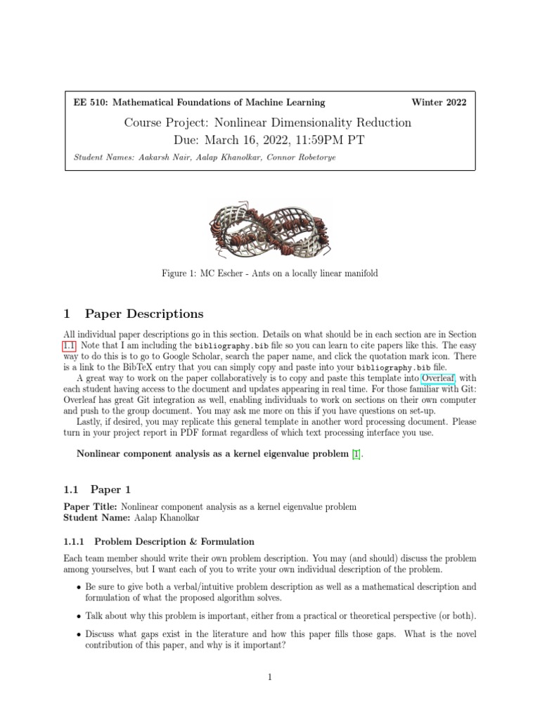 Nonlinear Dimensionality Reduction Project | PDF | Principal Component ...