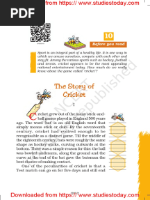 NCERT Class 7 English The Story of Cricket