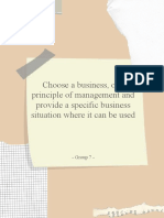 Choose A Business, One Principle of Management and Provide A Specific Business Situation Where It Can Be Used