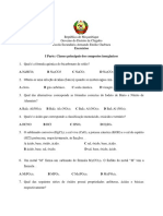 Exercícios de Preparação (Classes Principais de Compostos Inorganicos)