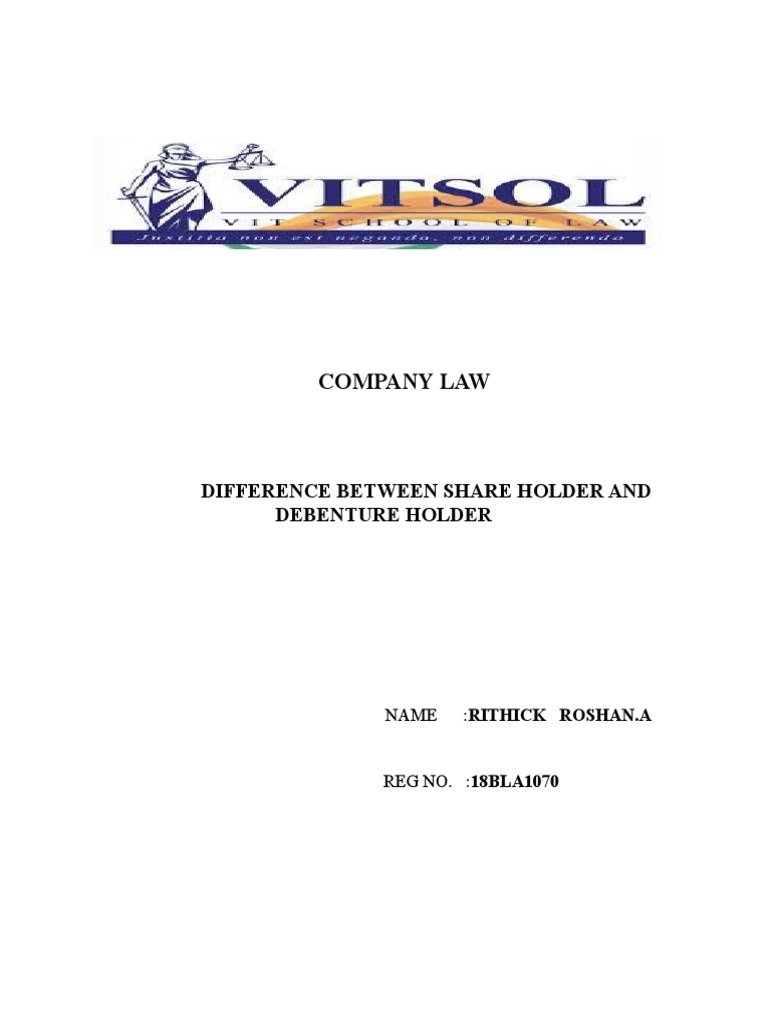 Company Law Difference Between Share Holder and Debenture Holder PDF