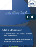 Paraphrasing and Summarizing