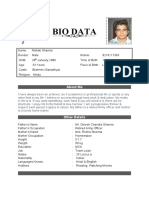 Rishab Sharma's Bio Data