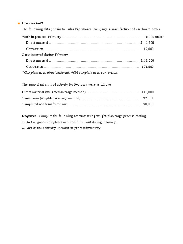 Exercise 4-23 & Problem 4-30 | PDF