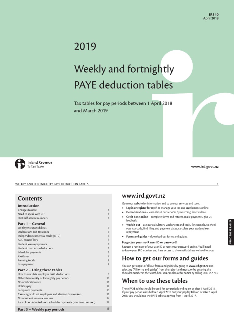 NZ PAYE Reading Material PDF Employment Loans