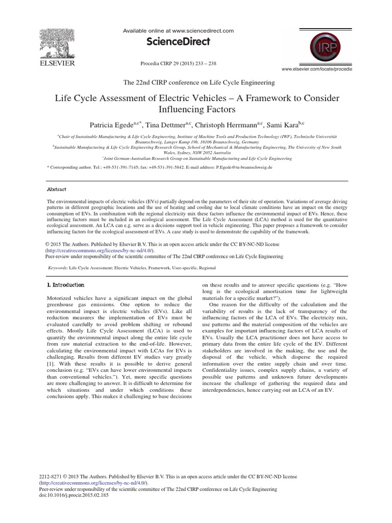 Electric Vehicle | PDF | Life Cycle Assessment | Electric Vehicle