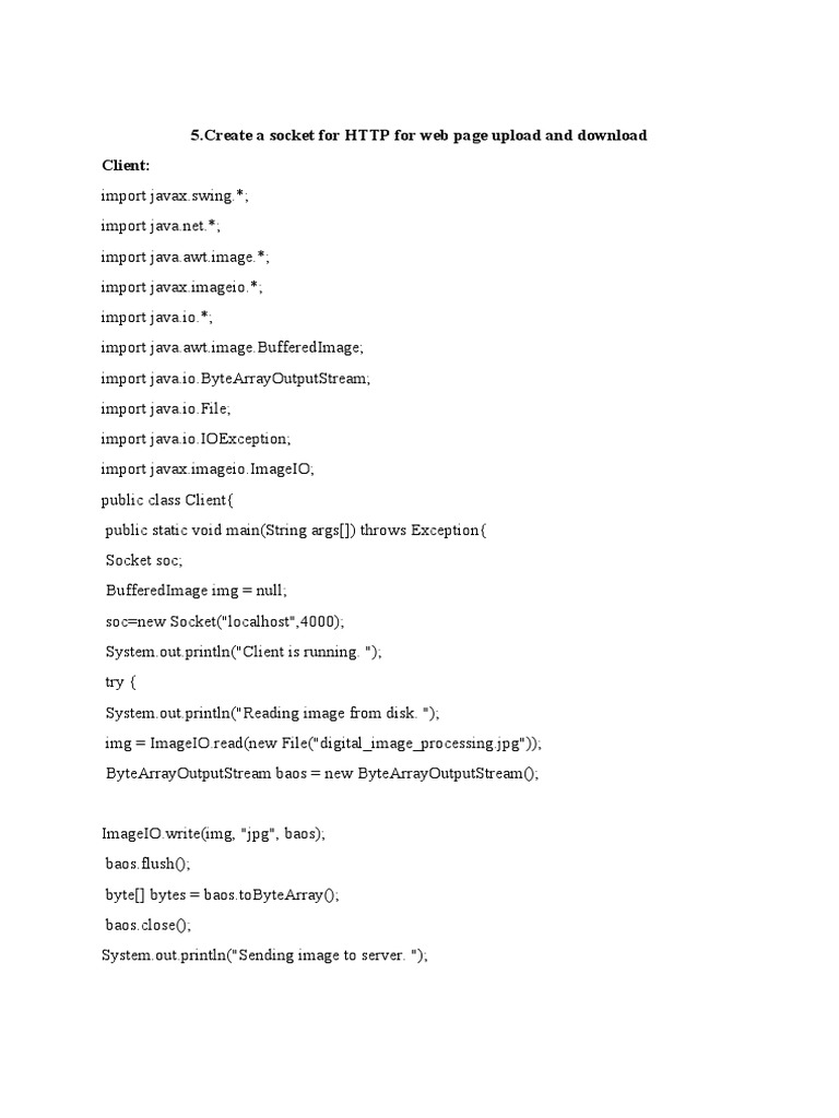 HTTP Socket Image Upload and Download | PDF