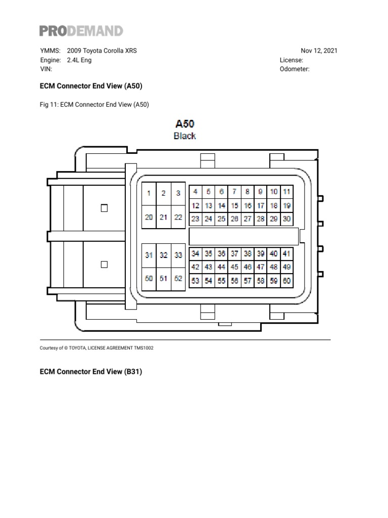 ECM Connector End View (A50) Ymms Nov 12, 2021 Engine 2.4L Eng