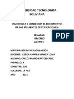 Certificaciones Senasag Ibmetro Agemed Regimenes Aduaneros. Carlos Patton