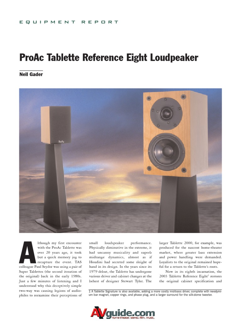 ProAc Tablette Reference Eight | PDF | Loudspeaker | Audio Engineering