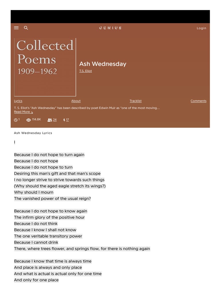 T.S. Eliot - Ash Wednesday - Genius184701 | PDF | T. S. Eliot