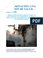 Contaminación, Una Cuestión de Salud Mental